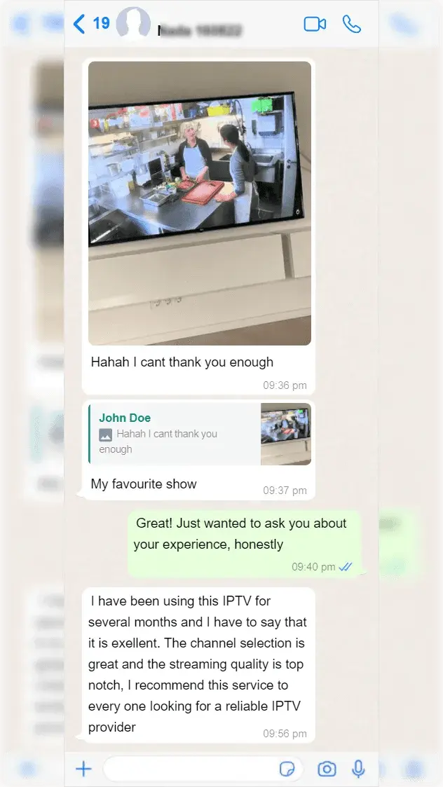WhatsApp review from Nicole - verified IPTV USA customer